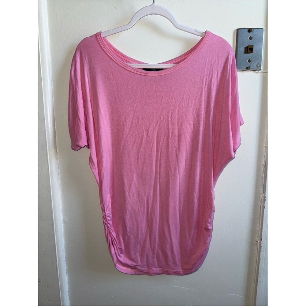 Made by Johnny Pink Dolman Sleeve Ruched Side Tunic Top - Size Large